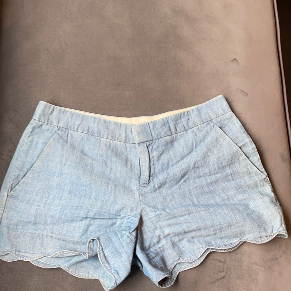 Club Monaco scalloped denim shorts